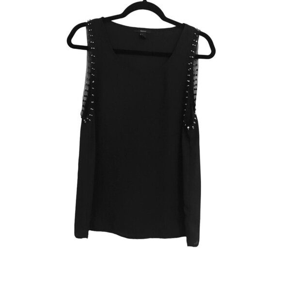 Forever 21 Women's Black Sheer Studded Tank Top - Picture 1 of 9